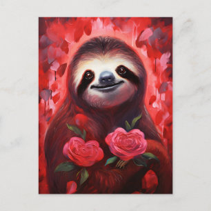 Sloth Valentinstag Postkarte