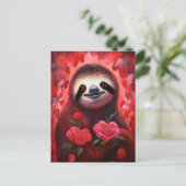 Sloth Valentinstag Postkarte (Stehend Vorderseite)