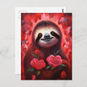 Sloth Valentinstag Postkarte (Vorne/Hinten)