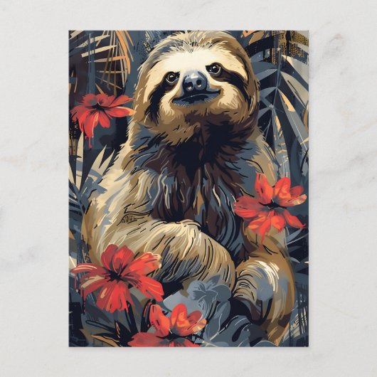 Sloth Vintag Postkarte (Vorderseite)