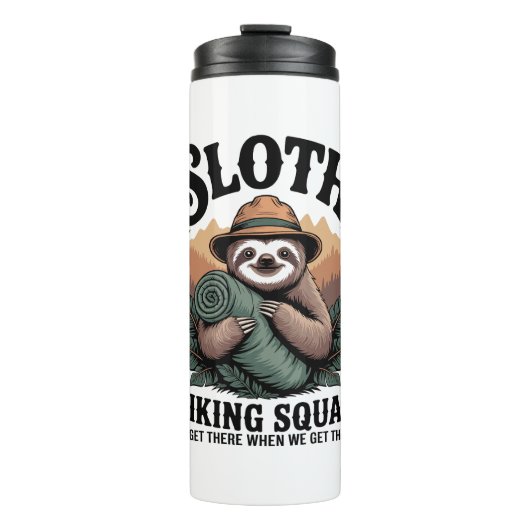 Sloth WanderSquad Funny Camping Thermosbecher (Vorderseite)