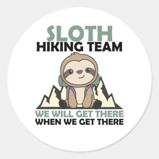 Sloth Wanderteam Bergwanderwege Wandern Runder Aufkleber (Vorderseite)