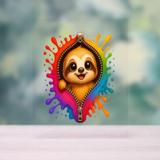 Sloth Watercolor Acrylschild (Neutral)