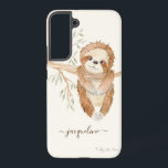 Sloth Watercolor Boho Tree Foliage Script Name Samsung Galaxy Hülle<br><div class="desc">Diese anmutige Giraffe wurde von Audrey Jeanne Roberts,  einem international anerkannten Künstler und Designer,  in Aquarellfarbe aufgenommen. Das Design wird durch das schmutzige,  getrocknete Blattwerk und die daisy Blume abgerundet. Sie können die Hintergrundfarbe ändern. Urheberrecht.</div>