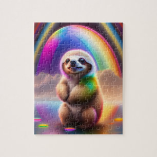 Sloth Watercolor Neon Ligths Baby Sloth Puzzle