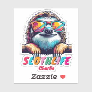 Sloth Wear Sunglass farbiges Tiergeschenk Aufkleber