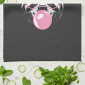 Sloth Wearing Glasses and Blowing Pink Bubble Gum  Geschirrtuch (Gefaltet)