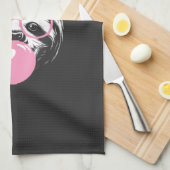 Sloth Wearing Glasses and Blowing Pink Bubble Gum  Geschirrtuch (Viertel Falte)