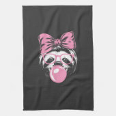 Sloth Wearing Glasses and Blowing Pink Bubble Gum  Geschirrtuch (Vertikal)