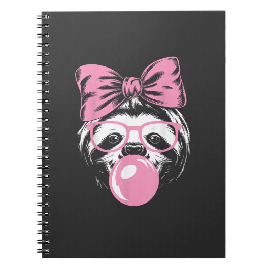 Sloth Wearing Glasses and Blowing Pink Bubble Gum  Notizblock (Vorderseite)