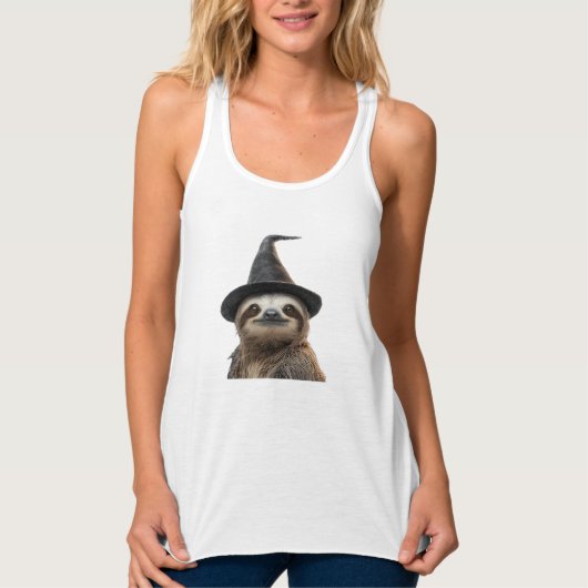 Sloth Wearing Halloween Witch Hat Classic T-Shirt Tank Top (Vorderseite)