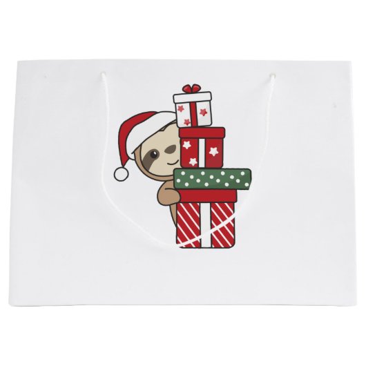 Sloth Weihnachtsgeschenk Winterspiele Große Geschenktüte (Vorderseite)