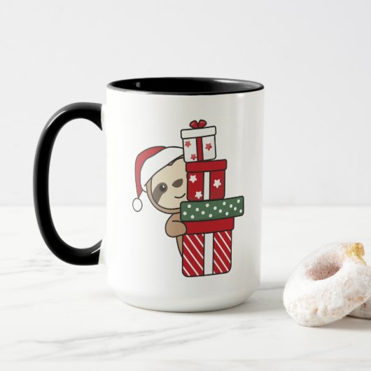 Sloth Weihnachtsgeschenk Winterspiele Tasse (Mit Donut)