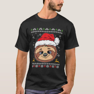 Sloth Weihnachtsmannmütze Ugly Christmas Pajama Sü T-Shirt