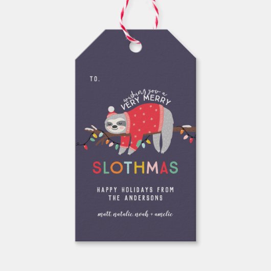Sloth Weihstmas Geschenkanhänger (Vorderseite)