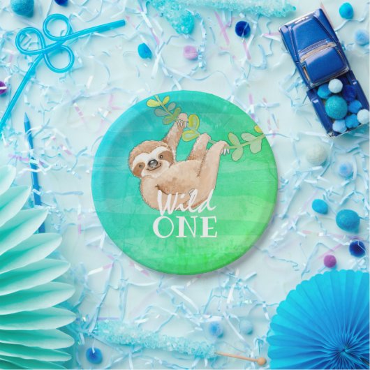 Sloth Wild One First Birthday Party Plate Pappteller (Party)