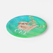 Sloth Wild One First Birthday Party Plate Pappteller (Schrägansicht)