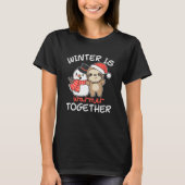 Sloth Winter ist wärmer zusammen Schneemann Schnee T-Shirt (Vorderseite)