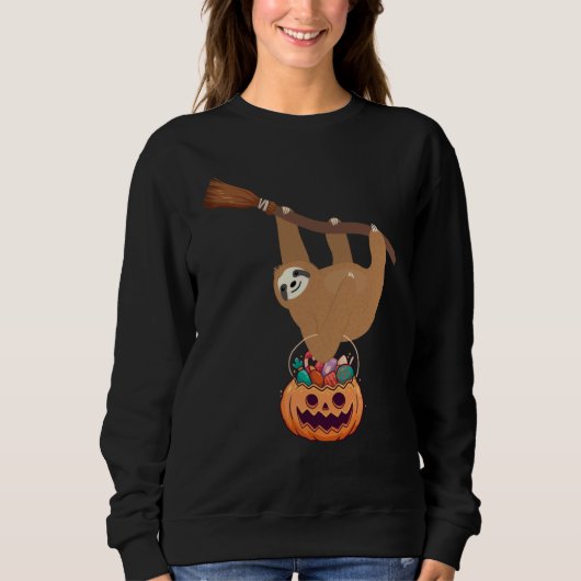 Sloth Witch Broom Halloween Costume Sweatshirt (Vorderseite)
