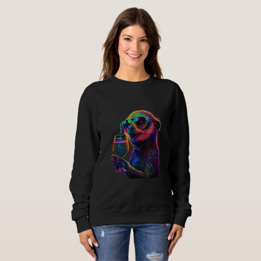 Sloth with Cocktail Sweatshirt (Vorne ganz)