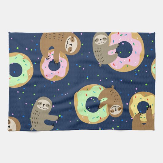 Sloth with donuts  geschirrtuch (Horizontal)