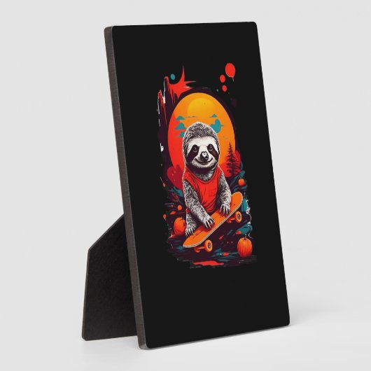 Sloth with skateboard on halloween night Classic T Fotoplatte (Seite)