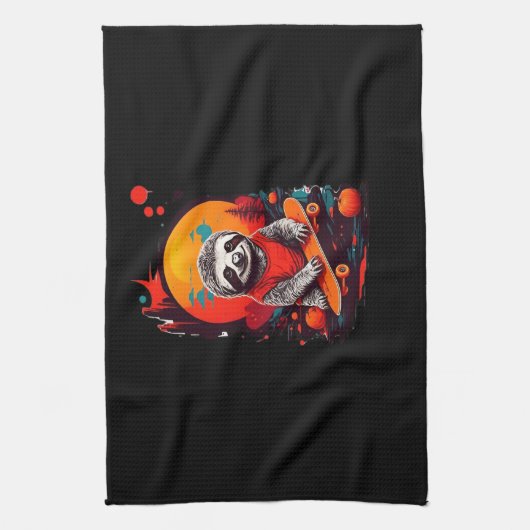 Sloth with skateboard on halloween night Classic T Geschirrtuch (Vertikal)