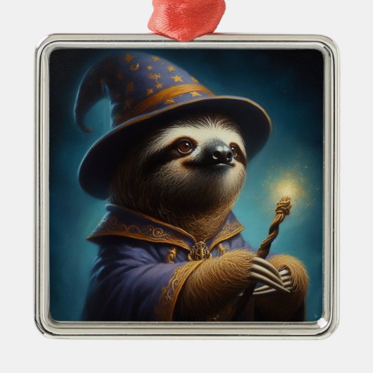 Sloth Wizard Ornament Aus Metall (Vorne)
