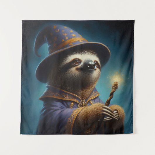 Sloth Wizard Wandteppich (Vorderseite)