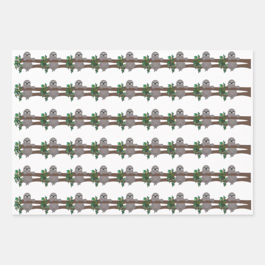 Sloth Wrapping Paper Sheets Geschenkpapier Set (Vorderseite)