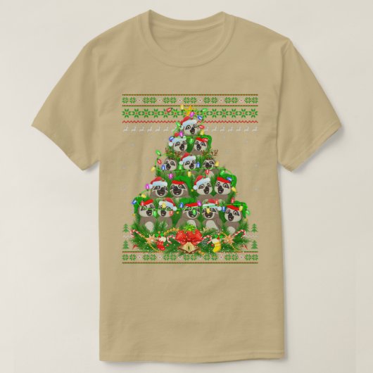 Sloth Xmas Lighting Tree Santa Sloth Ugly Christma T-Shirt (Design vorne)
