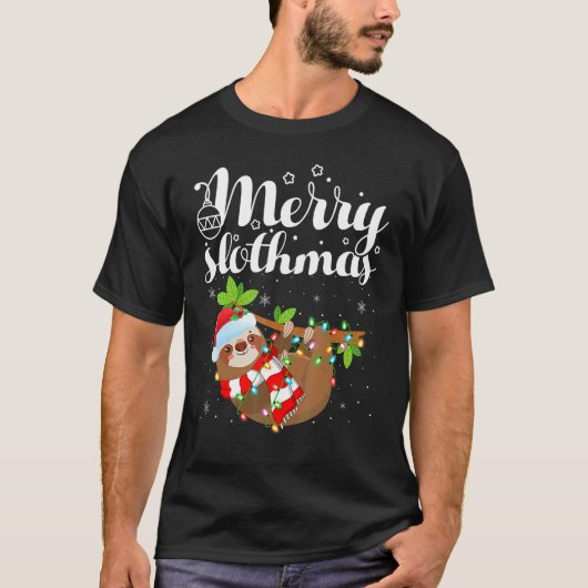 Sloth Xmas Lights Merry Slothmas Sloth Christmas 1 T-Shirt (Vorderseite)