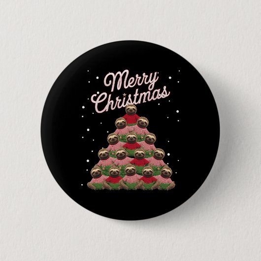 Sloth Xmas Tree Sloths Christmas Tree Button (Vorderseite)