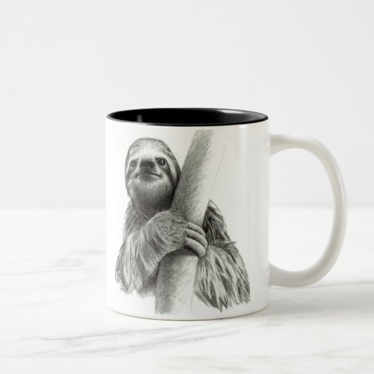 Sloth zeichnend Hintergrund Zweifarbige Tasse (Rechts)