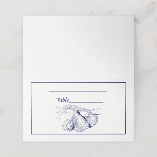 Sloth Zeichnend Lithograph #1 Blue Platzkarte (Außenseite Aufgefaltet)