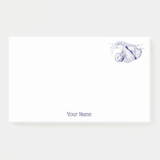 Sloth Zeichnend Lithograph #1 Blue Post-it Klebezettel (Vorderseite)