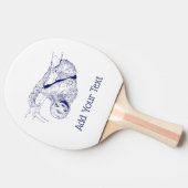 Sloth Zeichnend Lithograph #1 Blue Tischtennis Schläger (Seitenansicht)