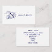 Sloth Zeichnend Lithograph #1 Blue Visitenkarte (Vorne/Hinten)