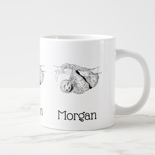 Sloth Zeichnend Lithograph #1 Jumbo-Tasse (Rechts)