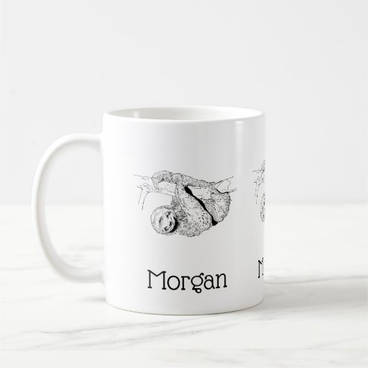 Sloth Zeichnend Lithograph #1 Kaffeetasse (Links)