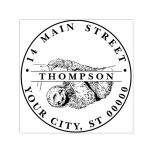 Sloth Zeichnend Lithograph #1 Name Rücksendeadress Permastempel