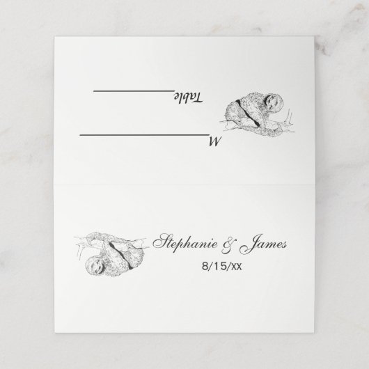 Sloth Zeichnend Lithograph #1 Platzkarte (Außenseite Aufgefaltet)