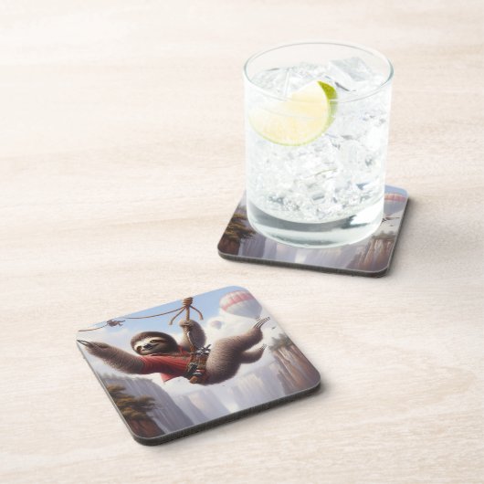 Sloth Ziplining Getränkeuntersetzer (Rechte Seite)