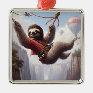 Sloth Ziplining Ornament Aus Metall