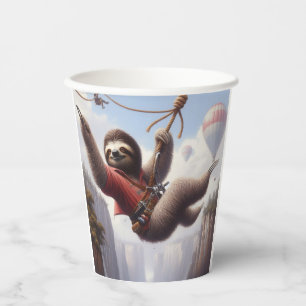 Sloth Ziplining Pappbecher