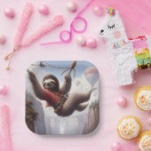 Sloth Ziplining Pappteller (Party)