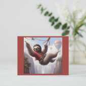 Sloth Ziplining Postkarte (Stehend Vorderseite)