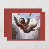 Sloth Ziplining Postkarte (Vorne/Hinten)