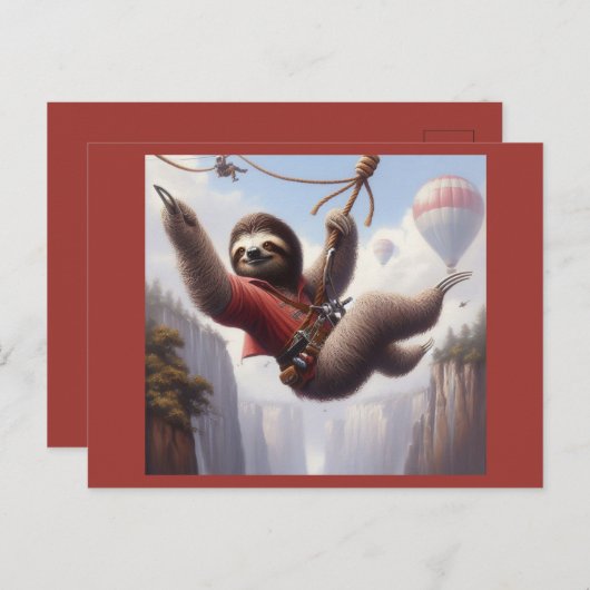Sloth Ziplining Postkarte (Vorne/Hinten)