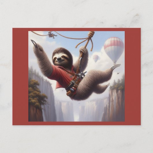 Sloth Ziplining Postkarte (Vorderseite)